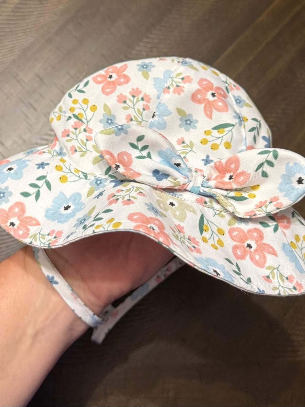 Floral Sun Hat for Girls – Pink & Blue